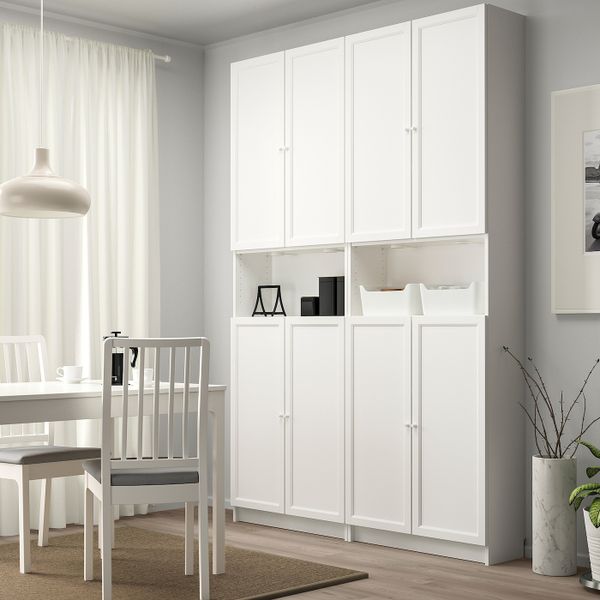 Стеллаж с верхними полками/дверями, белый 160x30x237 см IKEA BILLY БИЛЛИ / OXBERG ОКСБЕРГ 992.807.56 - фото 2