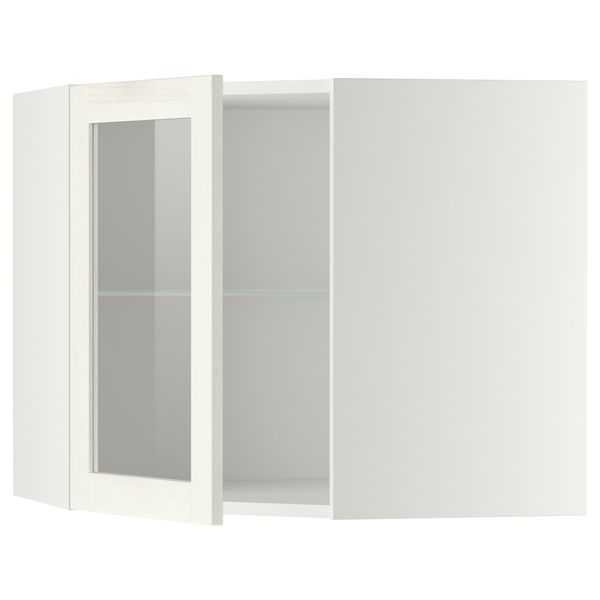 Угловой навесной шкаф с полками, стекляными дверцами МЕТОД, белый, Росдаль белый - схема-чертеж с размерами