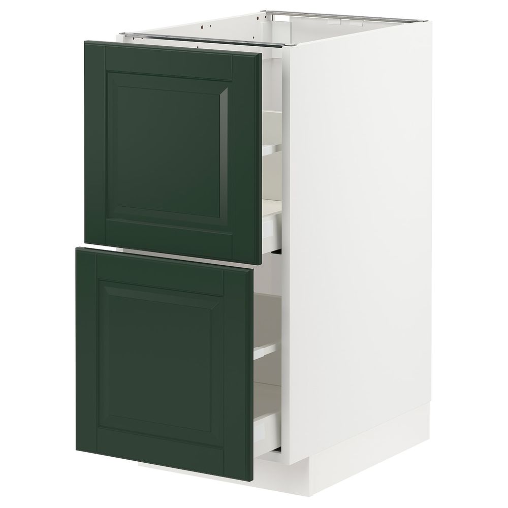 Напольный шкаф 2 форнтальных, 2 высоких ящ, белый/Будбин темно-зеленый 40x60 см IKEA METOD МЕТОД / MAXIMERA МАКСИМЕРА 393.118.93 - фото 1
