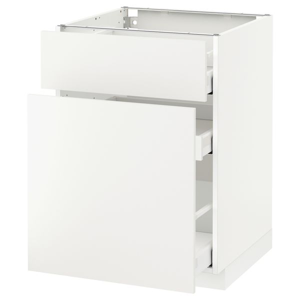 Напольный шкаф, выдвижной секцией, ящик МЕТОД / МАКСИМЕРА, белый, Хэггеби белый - схема-чертеж с размерами