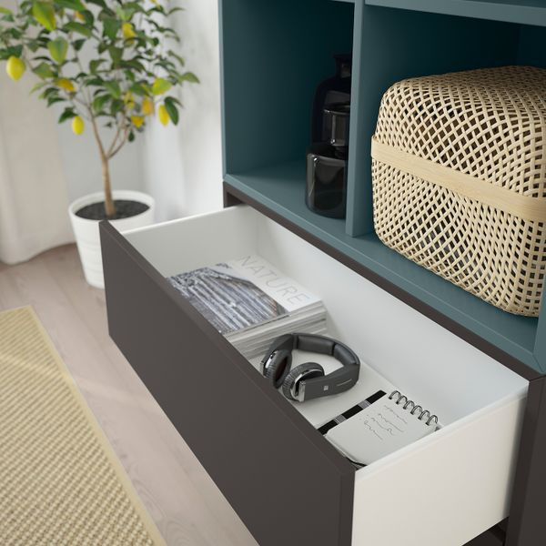 Комбинация шкафов с ножками, белый/серо-бирюзовый темно-серый 70x35x212 см IKEA EKET ЭКЕТ 193.879.97 - фото 3