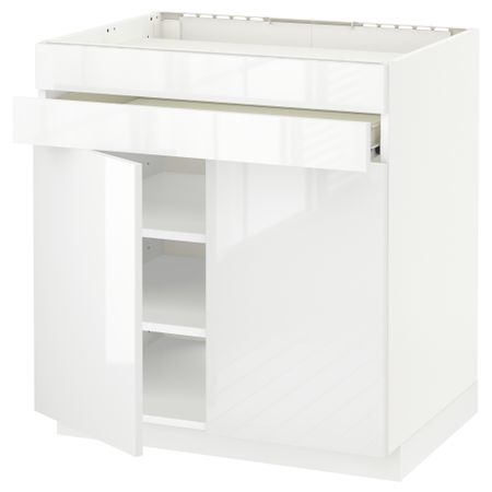 Напольный шкаф для варочной панели, 2 ящика, 2 фасада, 1 ящик МЕТОД / ФОРВАРА, белый, Рингульт белый (80x60 см)