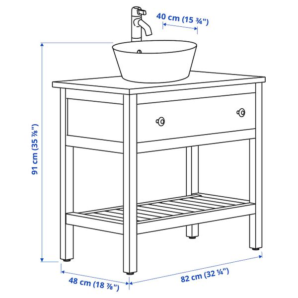 Открытый шкаф с раковиной 40, белый/ВОКСНАН смеситель 82x48x91 см IKEA HEMNES ХЕМНЭС / KATTEVIK КАТТЕВИК 893.194.67 - фото 1