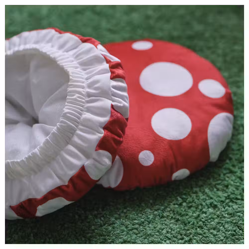 SKOGSDUVA СКОГСДУВА Чехол на табурет - в форме мухомора/красный белый - фото 1