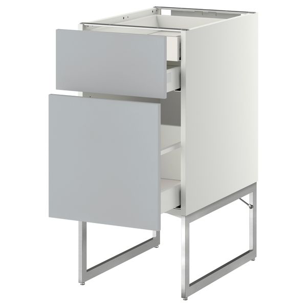 Напольный шкаф 2 фронтальных панели, 2 нижних,1 встроенный ящик МЕТОД / МАКСИМЕРА, белый, Веддинге серый - схема-чертеж с размерами
