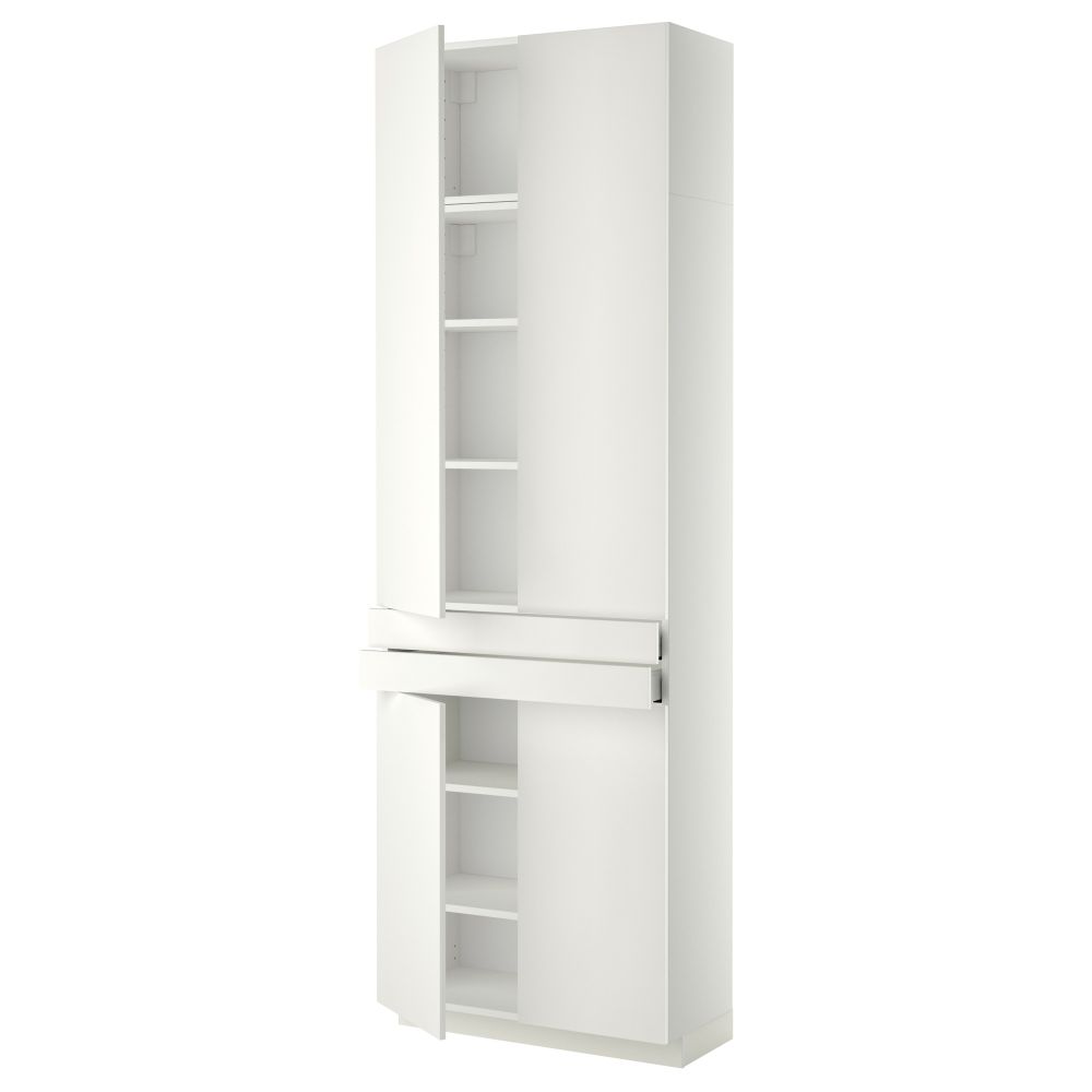 Высокий шкаф + полки, 2 ящика, 4 дверцы МЕТОД / МАКСИМЕРА, белый, Хэггеби белый (80x37x240 см) - фото 1