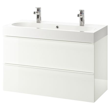 Шкаф для раковины с 2 ящиками, 100x48x68 cm IKEA BRÅVIKEN БРОВИКЕН, GODMORGON ГОДМОРГОН 992.924.86