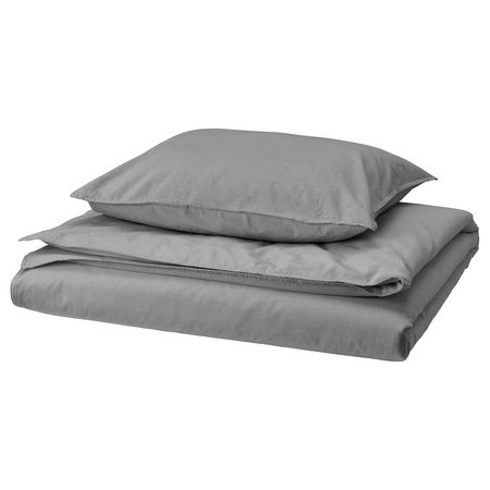ÄNGSLILJA Пододеяльник и наволочка - серый 150x200/50x60 см