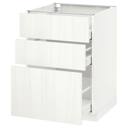 Напольный шкаф с 3 ящиками МЕТОД / МАКСИМЕРА, белый, Росдаль белый