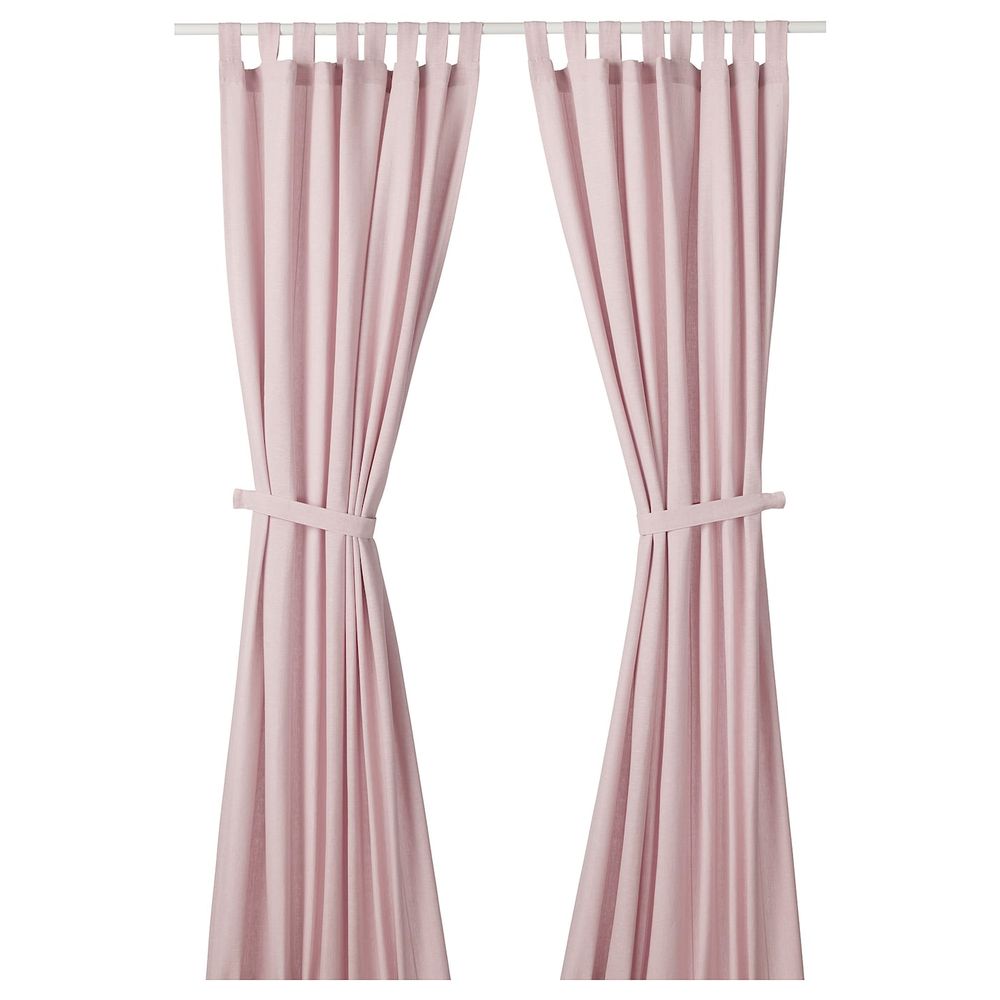 Гардины с прихватом, 2 шт., светло-розовый 140x300 см IKEA LENDA ЛЕНДА 204.444.78 - фото 1
