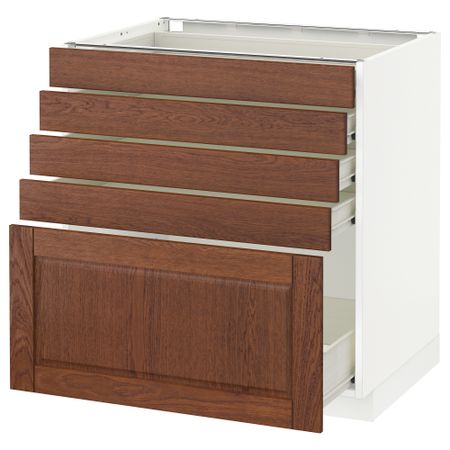 Напольный шкаф с 5 ящиками МЕТОД / ФОРВАРА, белый, Филипстад коричневый