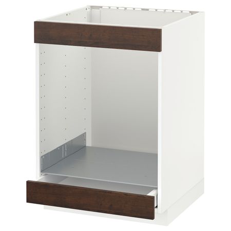 Напольный шкаф для варочной панели+духовки/ящ, белый/Эдсерум коричневый 60x60 см IKEA METOD МЕТОД / MAXIMERA МАКСИМЕРА
