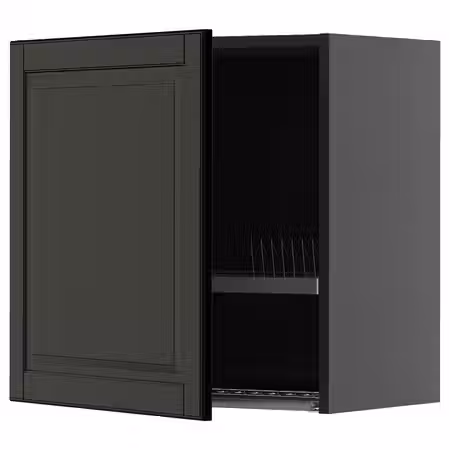METOD Навесной шкаф с сушилкой - черно-серый/Bodbyn чёрный 60x60 см
