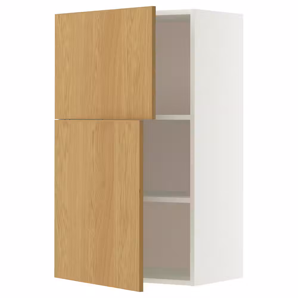 METOD Навесной шкаф с полками/2дверцы - белый/Sinarp дубовый шпон 60x100 см - фото 1