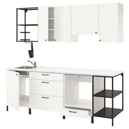 Кухня, антрацит, белый, 243x63.5x222 см IKEA BEGIVENHET БЕГИВЕНХЕТ 993.381.06