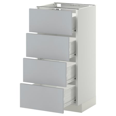 Напольный шкаф 4 фронтальных панели/4 ящика МЕТОД / ФОРВАРА, белый, Веддинге серый