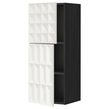 Навесной шкаф с полками, 2 дверцы МЕТОД, черный, Гэррестад белый