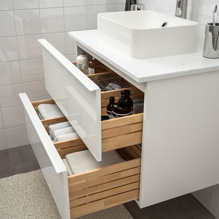 Шкаф со столешницей 45x32 раковина, глянцевый белый/мрамор БРОГРУНД смеситель 82x49x72 см IKEA GODMORGON/TOLKEN ГОДМОРГОН/ТОЛКЕН