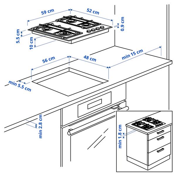 IKEA, дополнительный ракурс - схема-чертеж с размерами
