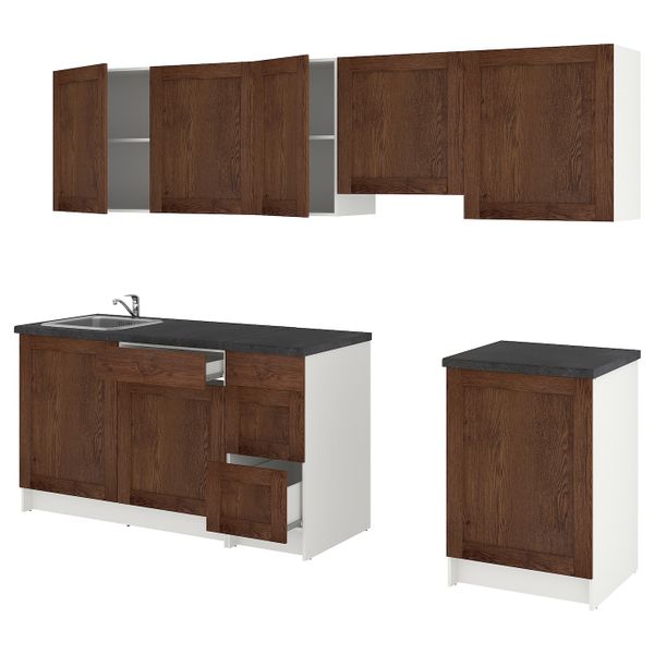 Кухня, под коричневый мореный ясень 280x61x220 см IKEA KNOXHULT КНОКСХУЛЬТ 794.177.84 - фото 1