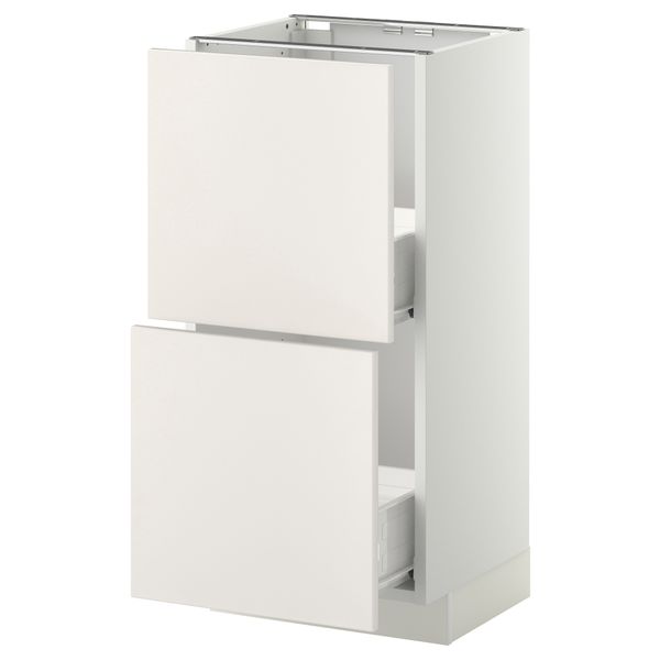 Напольный шкаф с 2 ящиками МЕТОД / ФОРВАРА, белый, Веддинге белый - схема-чертеж с размерами