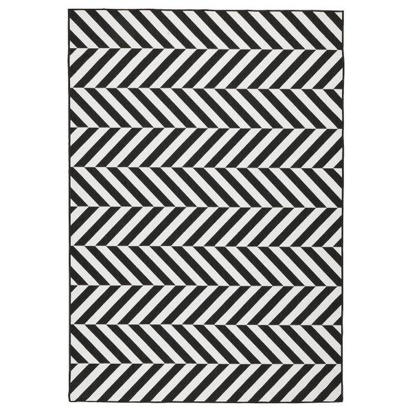 Ковер безворсовый, для/дома/улицы, белый, черный 160x230 см IKEA SKARRILD СКАРРИЛЬД 904.351.97 - фото 1