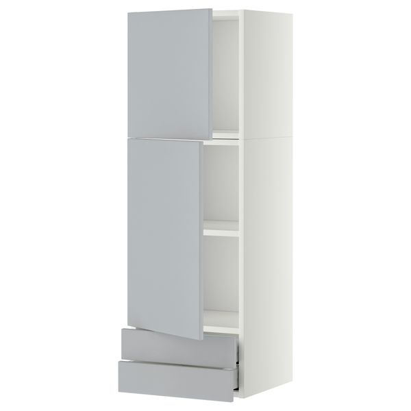 Навесной шкаф, 2 дверцы, 2 ящика МЕТОД / МАКСИМЕРА, белый, Веддинге серый - фото 1