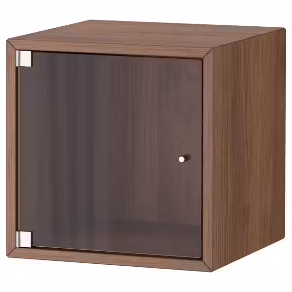 EKET Навесной шкаф со стеклянной дверью - коричневый под грецкий орех 35x35x35 см - фото 1