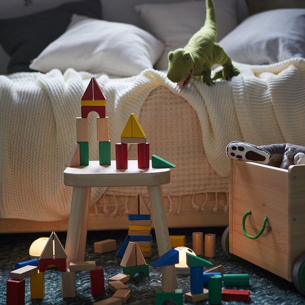 Набор деревянных кубиков, 40 шт., разноцветный IKEA UNDERHÅLLA УНДЕРХОЛЛА 505.066.86 - схема-чертеж с размерами