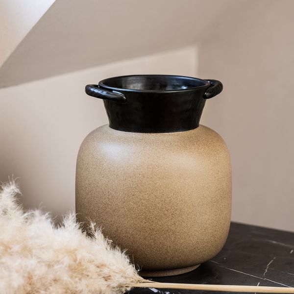 Ваза, бежевый черный/ручная работа 21 см IKEA LOKALT ЛОКАЛЬТ 904.978.97 - фото 3