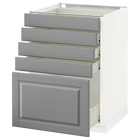 Напольный шкаф с 5 ящиками МЕТОД / ФОРВАРА, белый, Будбин серый