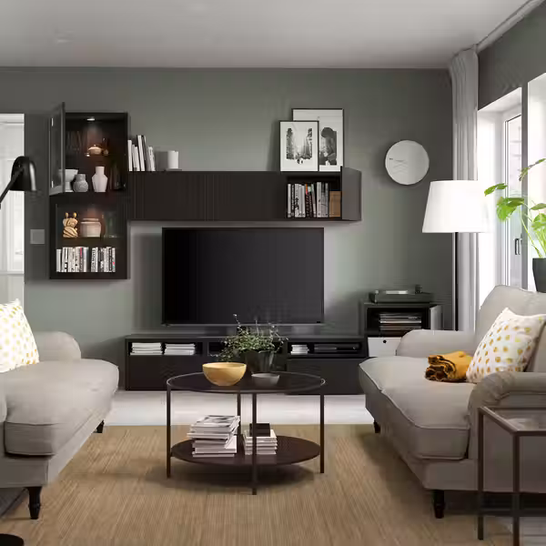 BESTÅ Шкаф для ТВ, комбин/стеклян дверцы - фото 2