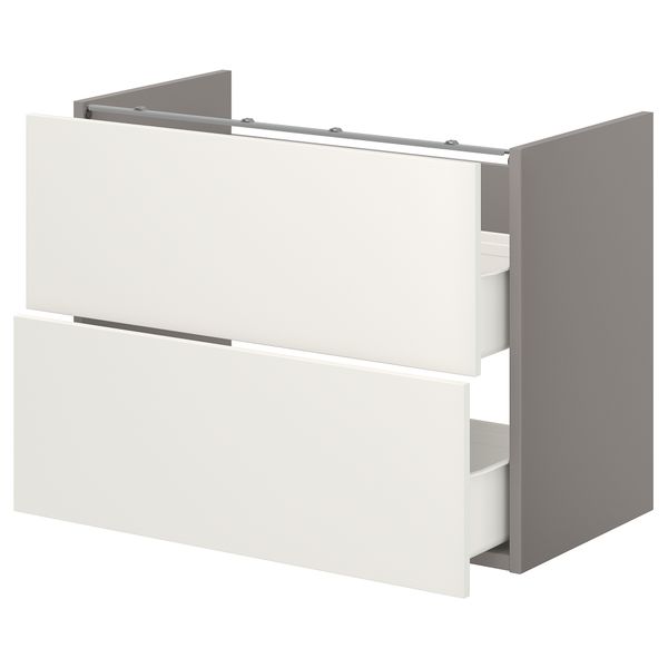 Напольный шкаф для раковины,2 ящика, 80x42x60 см, серый-белый IKEA BEGIVENHET БЕГИВЕНХЕТ 193.223.50 - фото 1