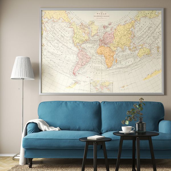 Картина с рамой, Историческая карта, 1881/цвет алюминия 200x140 см IKEA BJÖRKSTA БЬЁРКСТА 293.847.24 - фото 3