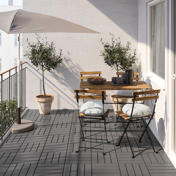 Садовый стул, складной черный, серо-кориченевая морилка/клёсан синий IKEA TÄRNÖ ТЭРНО 794.352.07 - фото 4