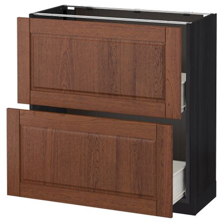 Напольный шкаф с 2 ящиками МЕТОД / ФОРВАРА, черный, Филипстад коричневый