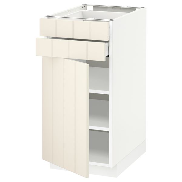 Напольный шкаф с дверцей, 2 ящиками МЕТОД / МАКСИМЕРА, белый, Хитарп белый с оттенком - схема-чертеж с размерами