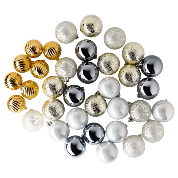 Шарики, 35 шт. ВИНТЕР 2016, золотой, серебристый - фото 1