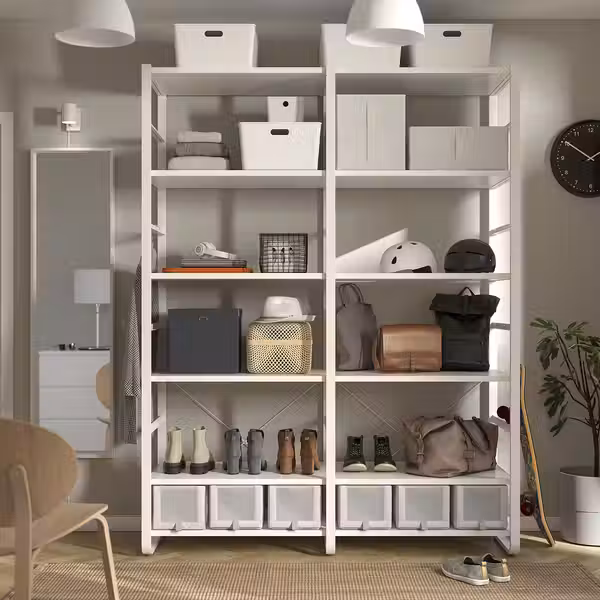 ELVARLI Открытая комбинация д/хранения - белый 165x55x216 см - схема-чертеж с размерами