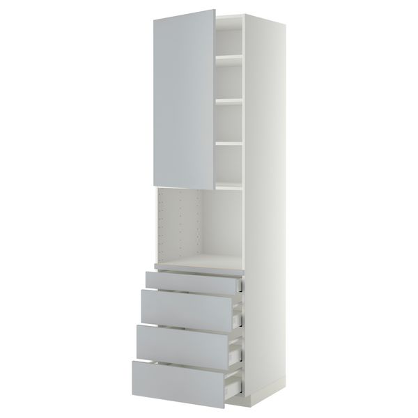 Высокий шкаф для комбинированния СВЧ, 4 ящика МЕТОД / МАКСИМЕРА, белый, Веддинге серый - схема-чертеж с размерами