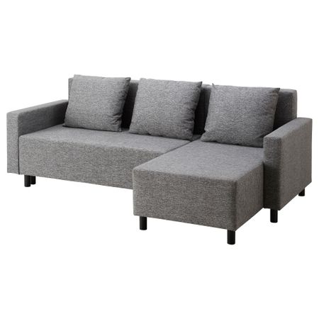 Диван-кровать с козеткой ЛУГНВИК, Сандсбру серый/черный