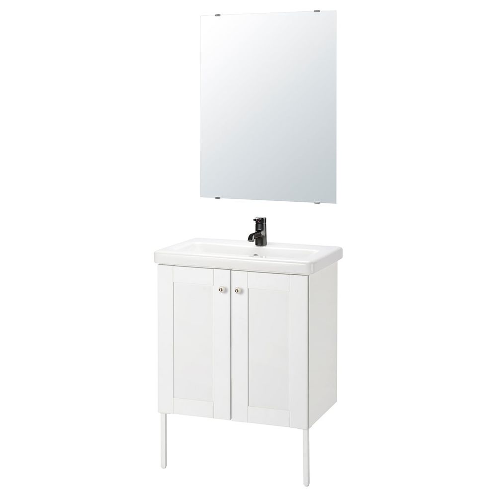 Комплект мебели для ванной,7 предм., Йельсен белый/Сальен смеситель 64x43x88 см IKEA FISKÅN ФИСКОН / TVÄLLEN ТВЭЛЛЕН 894.360.70 - фото 1