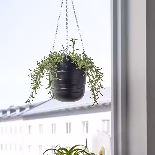 PÄRLRÖNN ПЭРЛРЁНН Кашпо подвесное - д/дома/улицы/чёрный 15 см - фото 2