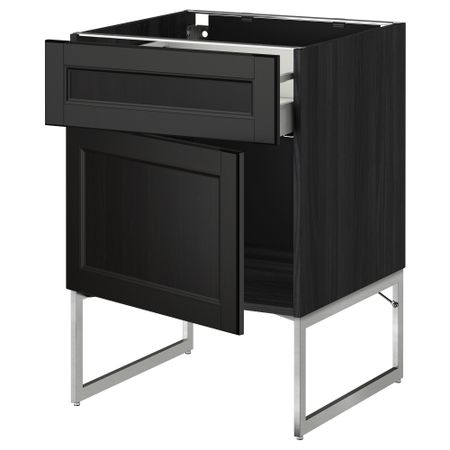 Напольный шкаф с ящиком, дверью МЕТОД / МАКСИМЕРА, черный, Лаксарби черно-коричневый