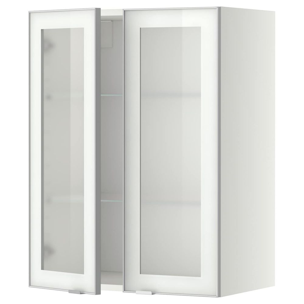 Навесной шкаф с полками, 2 стекло дв, белый/Ютис матовое стекло 60x80 см IKEA METOD МЕТОД 392.383.36 - фото 1
