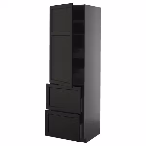 METOD / KNIVSHULT Высокий шкаф+полки/4ящ/двр/2фасада - фото 1