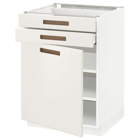 Напольный шкаф с дверцей, 2 ящиками МЕТОД / МАКСИМЕРА, белый, Мэрста белый