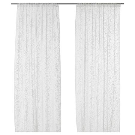 Гардины, 2 шт. ТЕРЕСЕ, белый точечный (145x270 см)