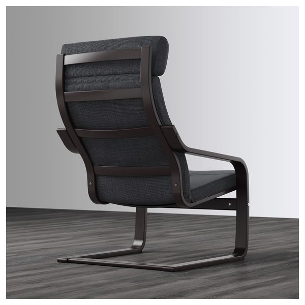 Кресло ПОЭНГ, черно-коричневый, Хилларед антрацит - схема-чертеж с размерами