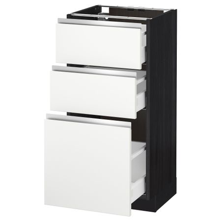 Напольный шкаф с 3 ящиками МЕТОД / МАКСИМЕРА, черный, Нодста белый
